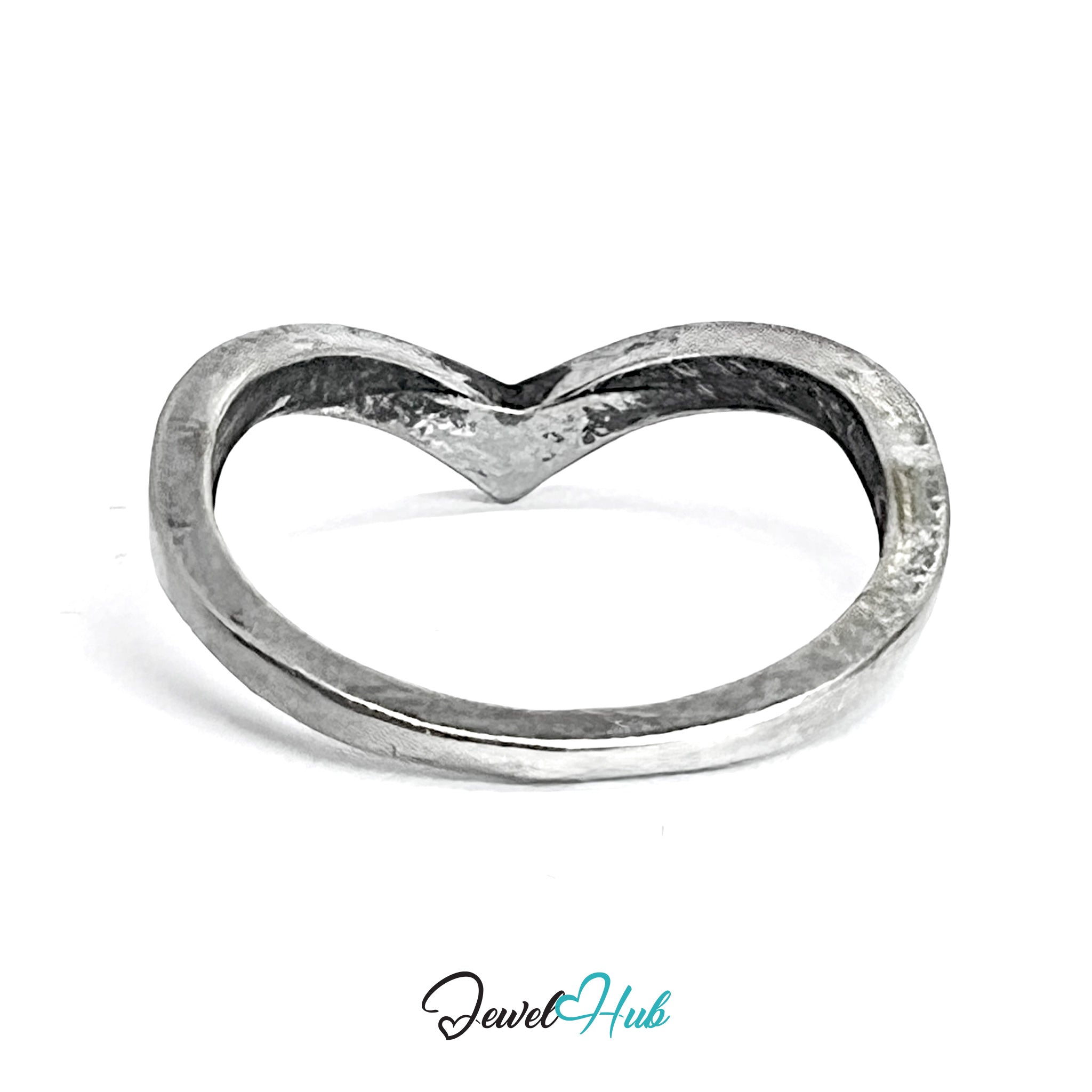 Zinc Alloy Silver‑Plated Punk Ring – V‑Shape Shadow Band