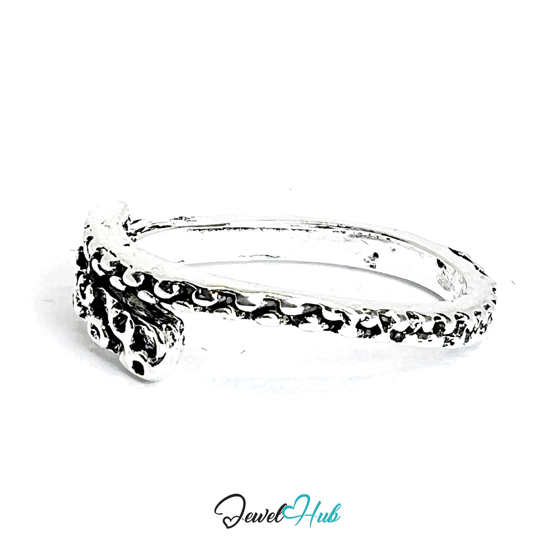 Zinc Alloy Silver‑Plated Punk Ring – Tentacle Texture Wrap Band