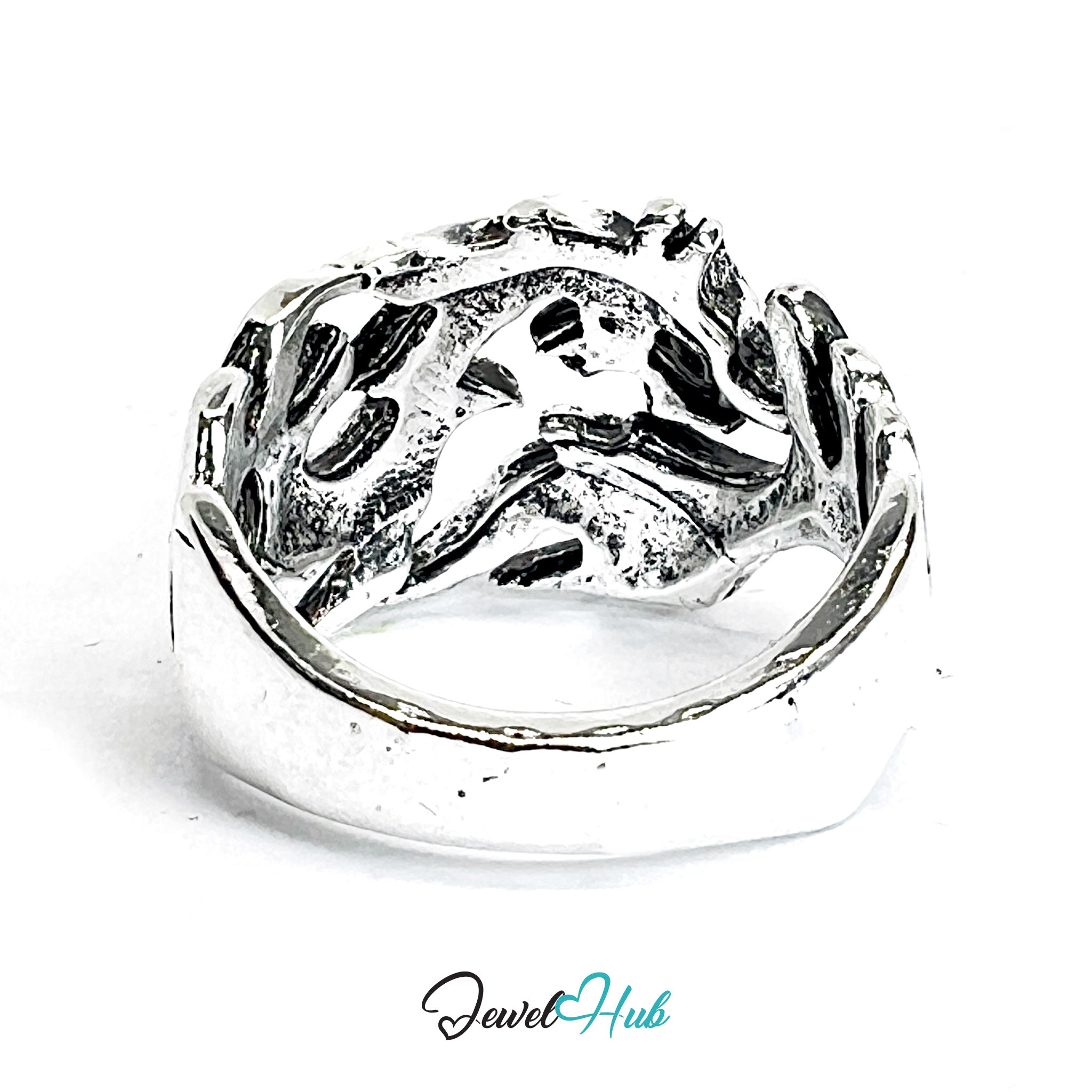Zinc Alloy Silver‑Plated Punk Ring – Dragon Wings Layered Sculptural Cuff