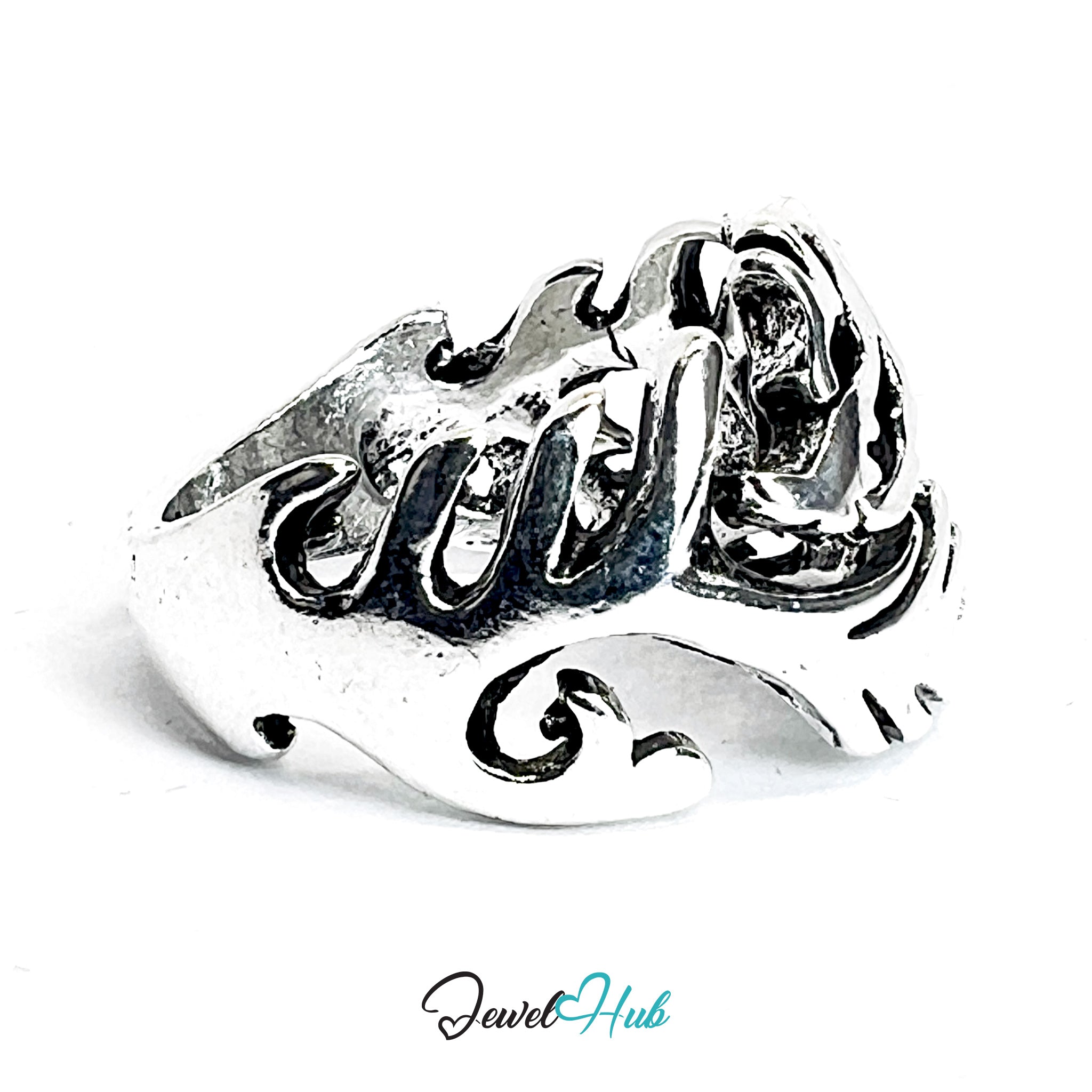Zinc Alloy Silver‑Plated Punk Ring – Dragon Wings Layered Sculptural Cuff
