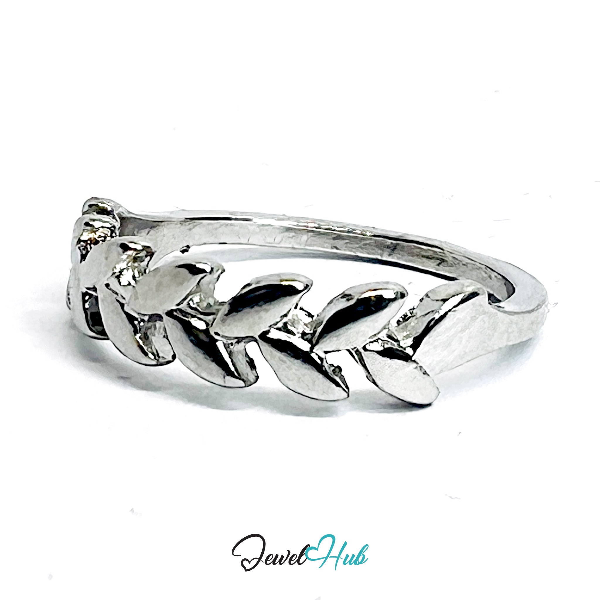Leaf Engraved Band Ring | Silver‑Tone Zinc Alloy Botanical Design