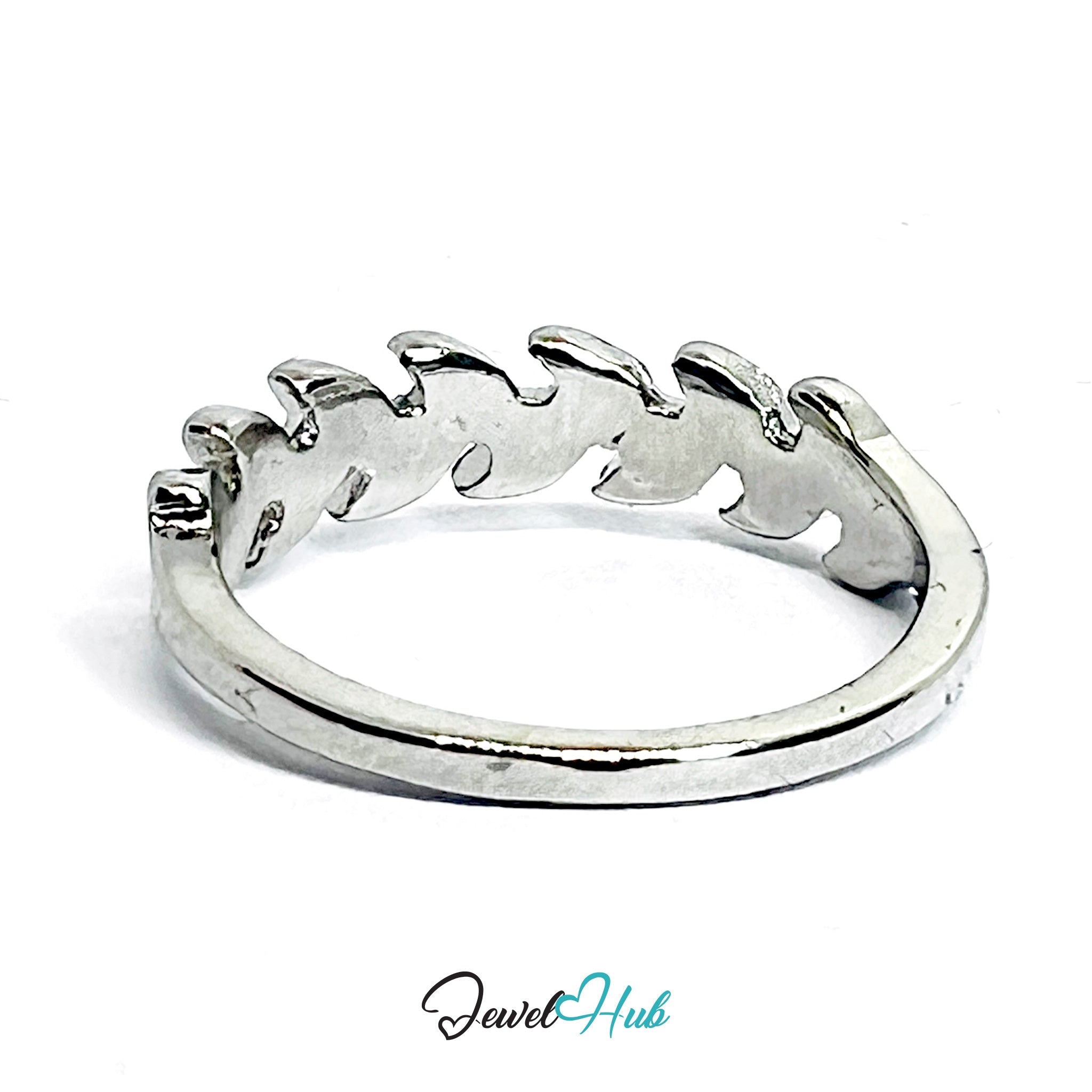 Leaf Engraved Band Ring | Silver‑Tone Zinc Alloy Botanical Design