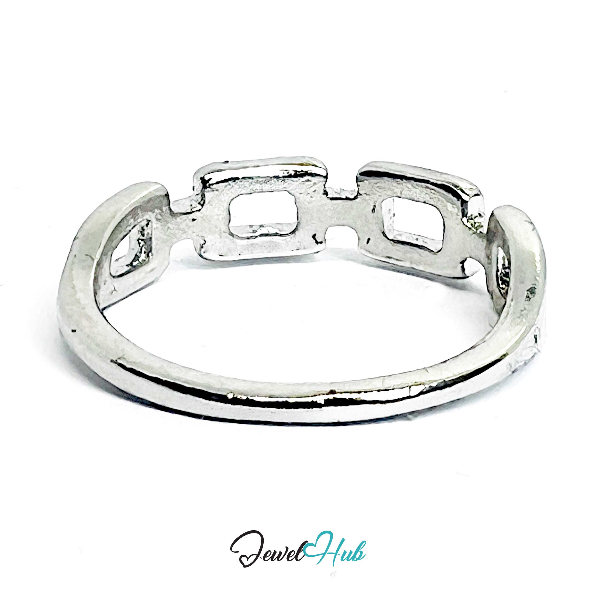 Link Cutout Ring | Silver‑Tone Zinc Alloy Minimalist Band