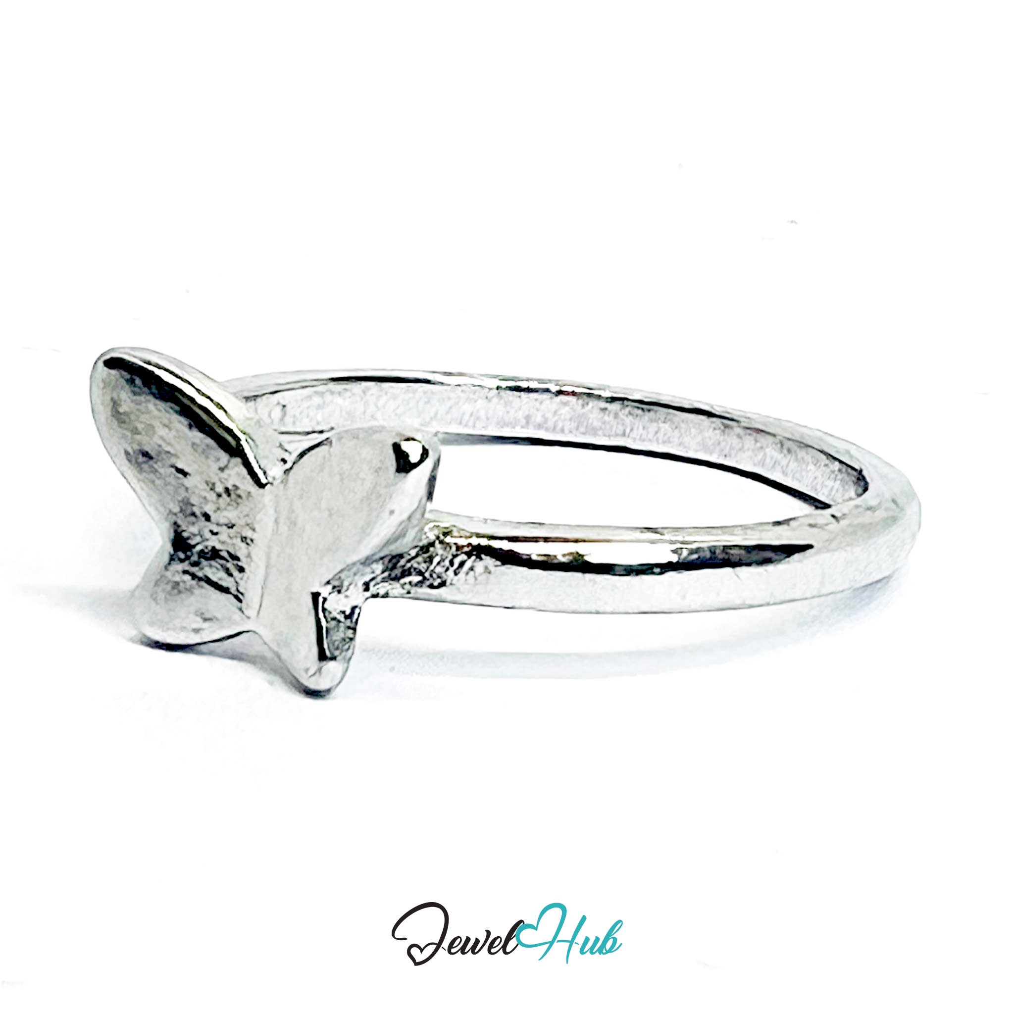 Butterfly Accent Ring | Silver‑Tone Zinc Alloy Petite Band