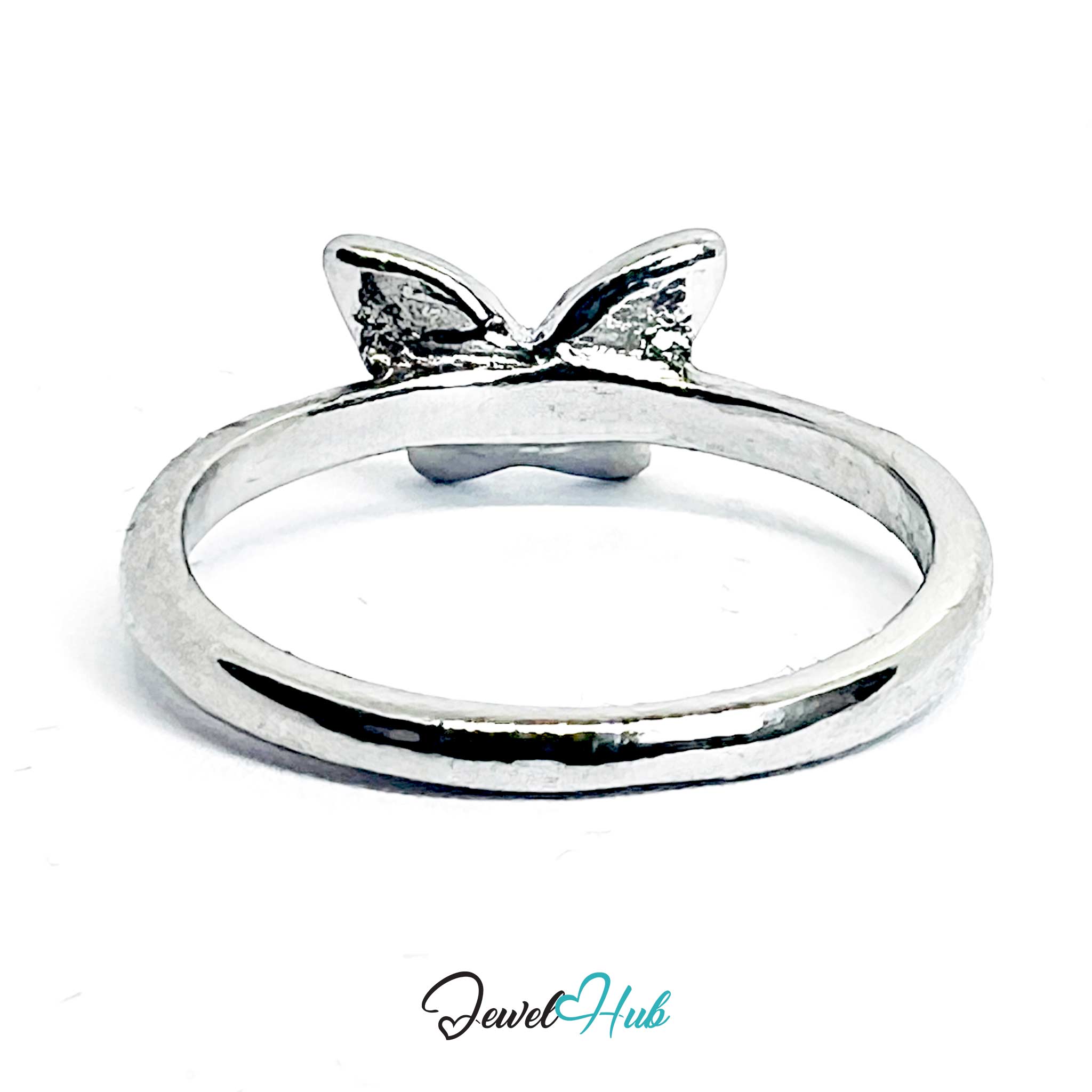 Butterfly Accent Ring | Silver‑Tone Zinc Alloy Petite Band