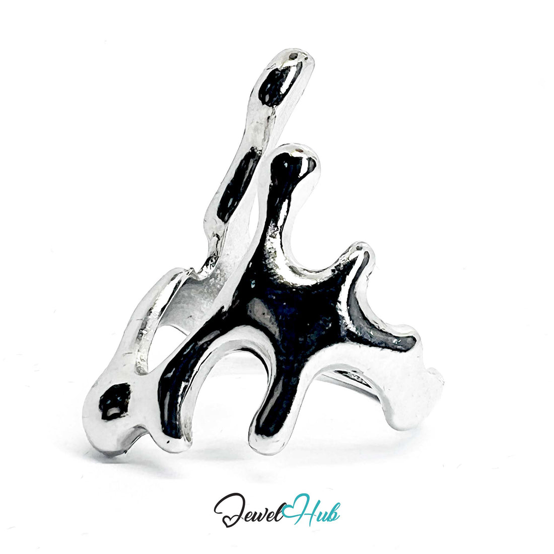 Silver - Plated Zinc Alloy Ring – Sculptural Skeletal Design, Things teens want - JewelHub.co.uk