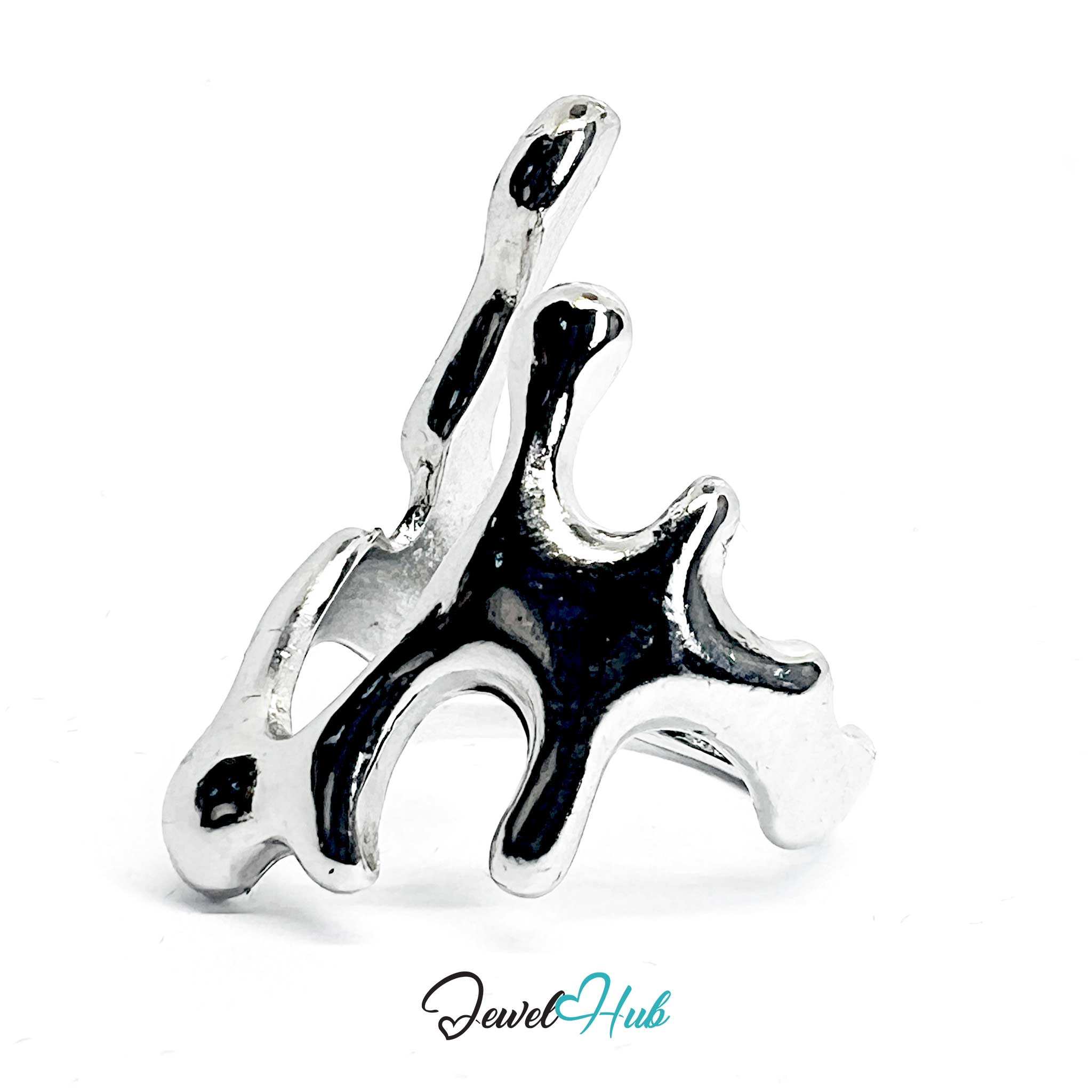 Silver-Plated Zinc Alloy Ring – Sculptural Skeletal Design, Things teens want