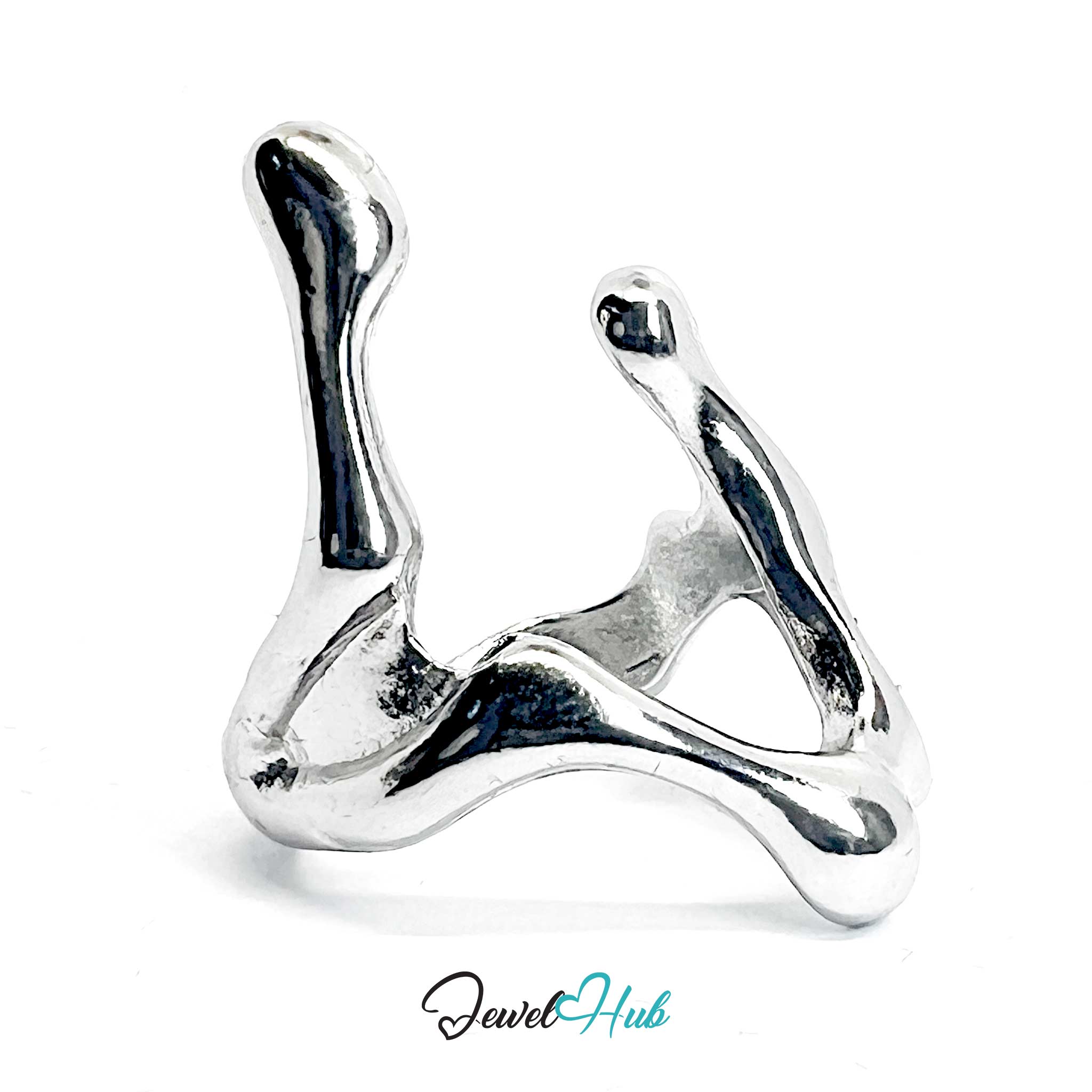 Silver-Plated Zinc Alloy Ring – Sculptural Skeletal Design, Things teens want