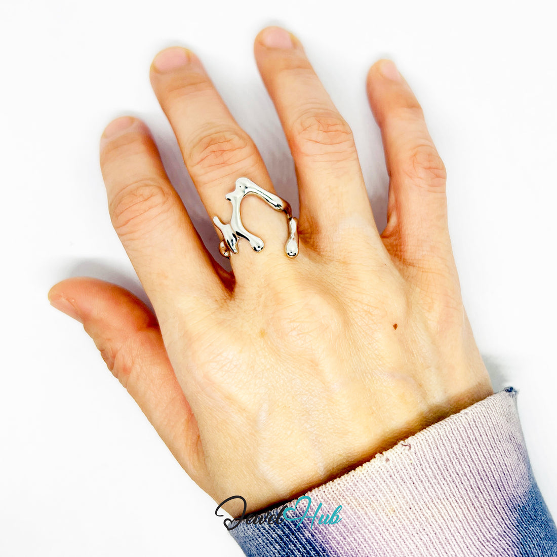Silver - Plated Zinc Alloy Ring – Sculptural Skeletal Design, Things teens want - JewelHub.co.uk