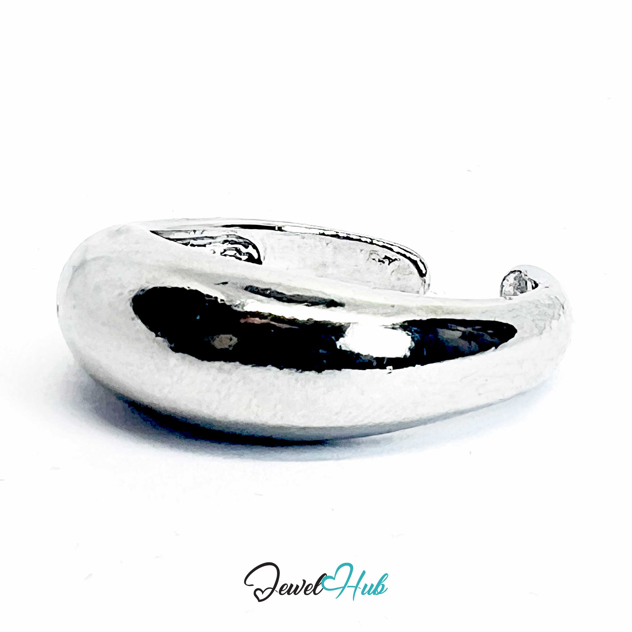Silver-Plated Sculptural Cuff Zinc Alloy Rings – Open Bands