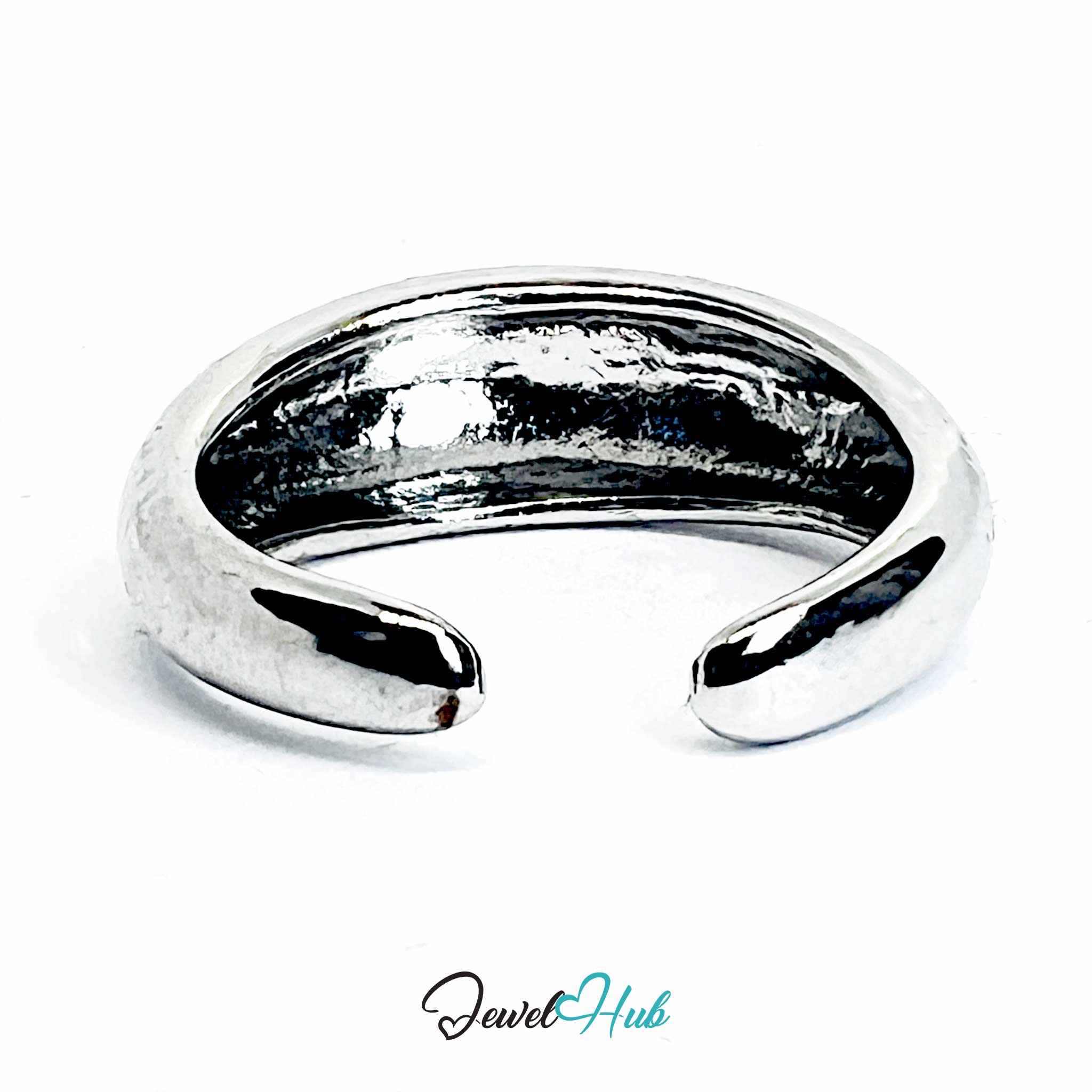 Silver-Plated Sculptural Cuff Zinc Alloy Rings – Open Bands