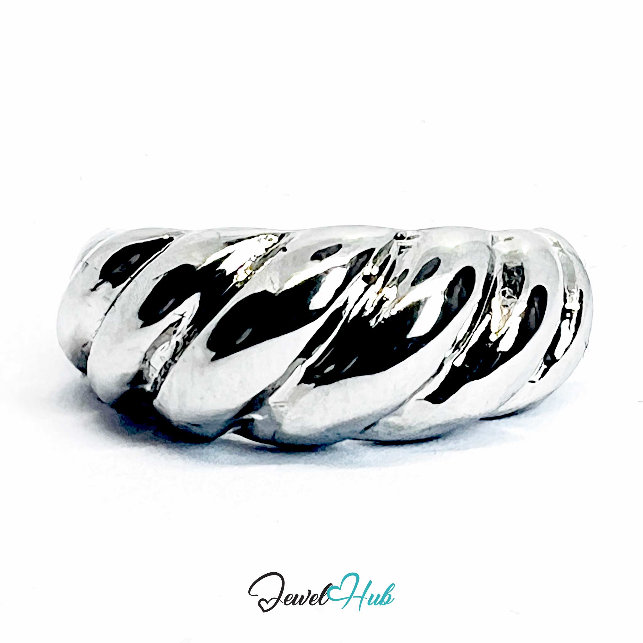 Silver-Plated Twisted Rope Zinc Alloy Rings – Textured Design