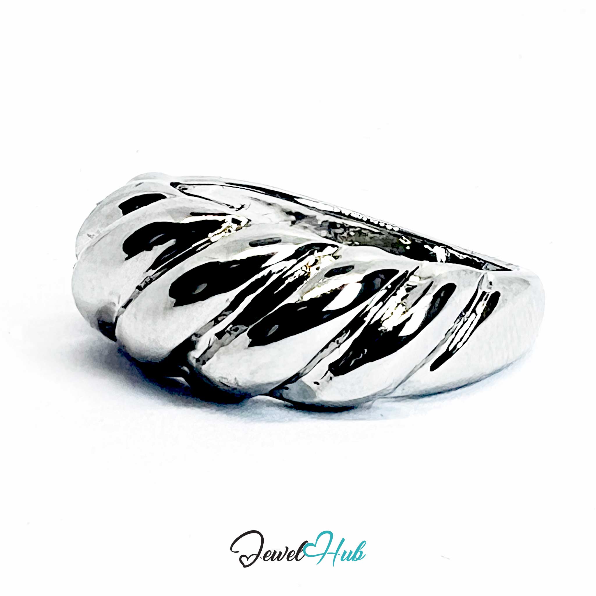 Silver-Plated Twisted Rope Zinc Alloy Rings – Textured Design