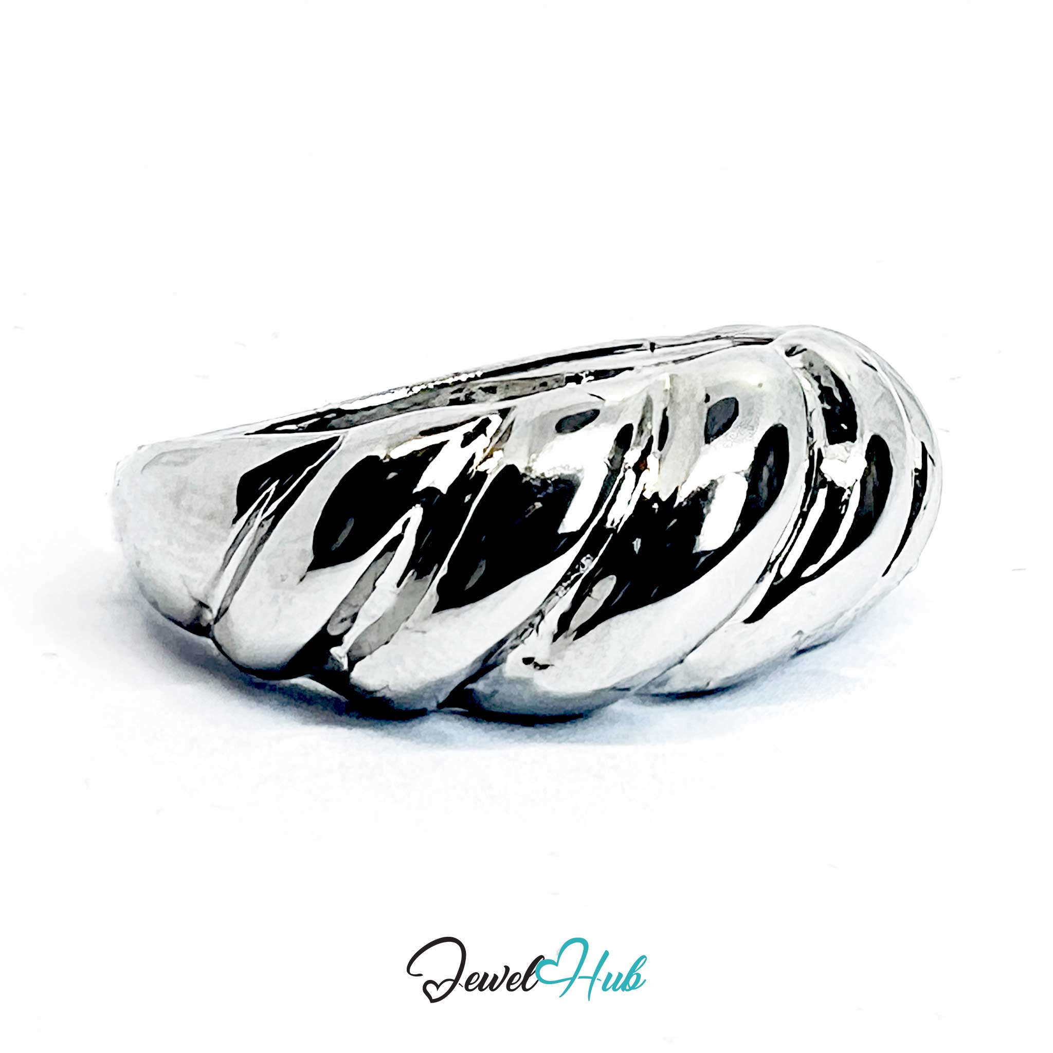 Silver-Plated Twisted Rope Zinc Alloy Rings – Textured Design
