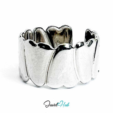 Silver-Plated Petal Scale Zinc Alloy Ring – Adjustable Band