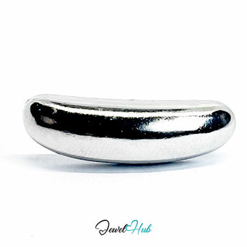 Silver-Plated Wide Curve Zinc Alloy Ring – Open-Band Design