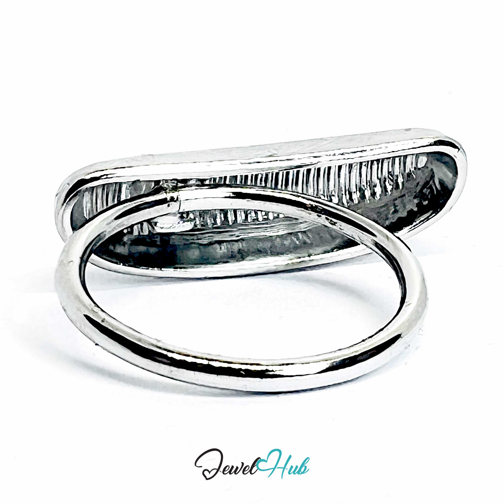 Silver-Plated Wide Curve Zinc Alloy Ring – Open-Band Design