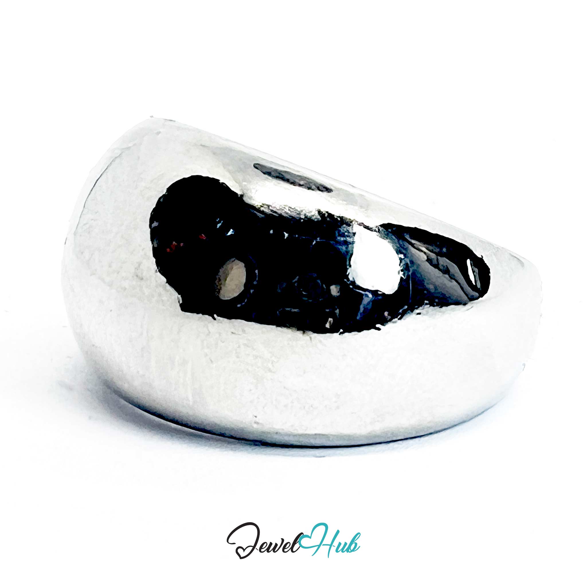 Silver-Plated Textured Chunky Zinc Alloy Ring – Wide-Band Form