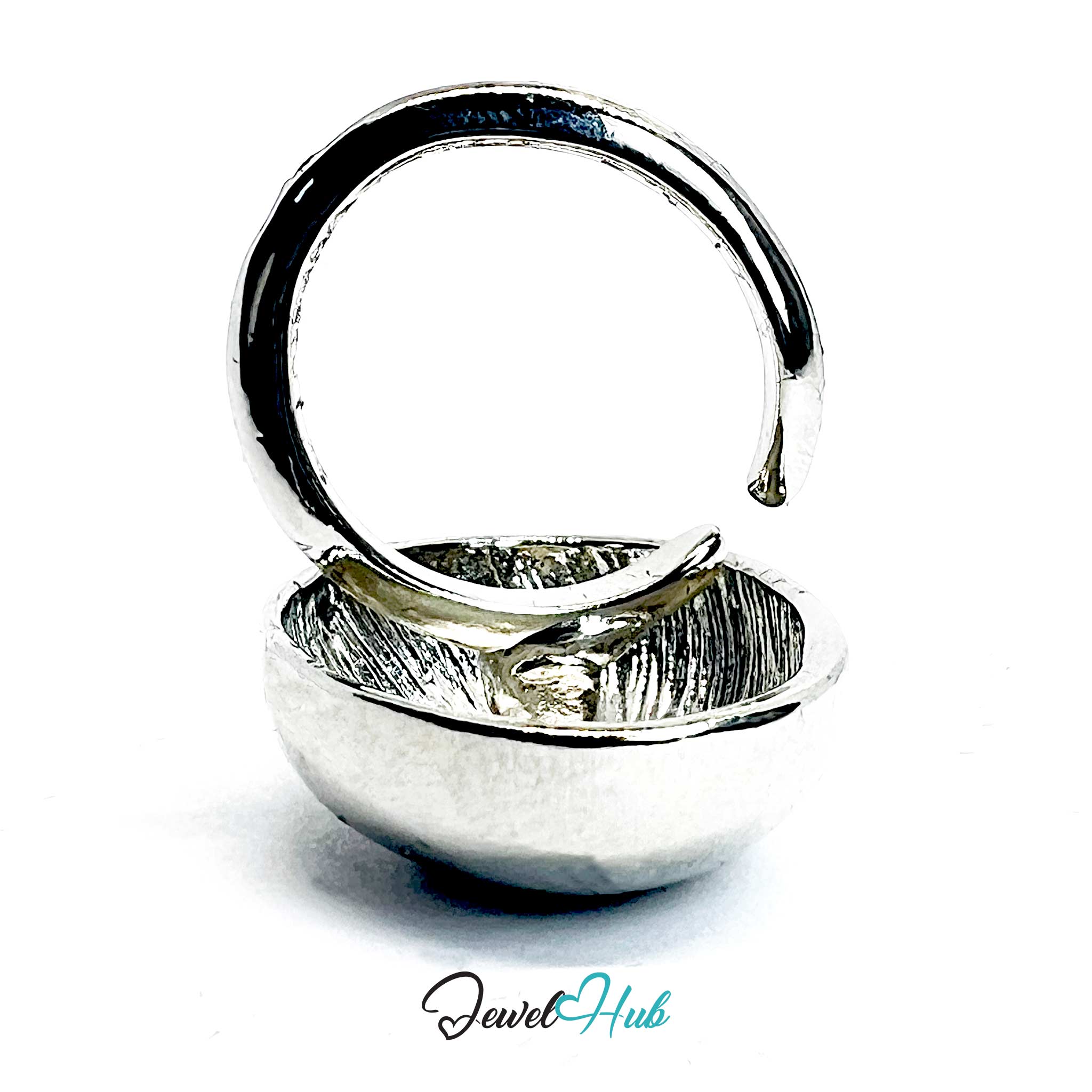 Silver-Plated Spiral Dome Zinc Alloy Ring – Sculptural Form