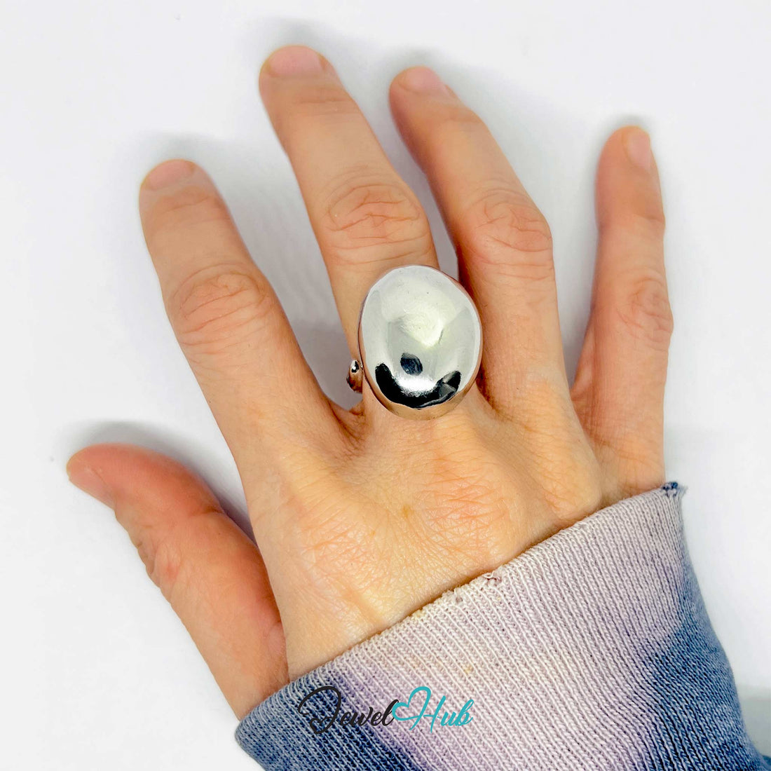 Silver-Plated Spiral Dome Zinc Alloy Ring – Sculptural Form