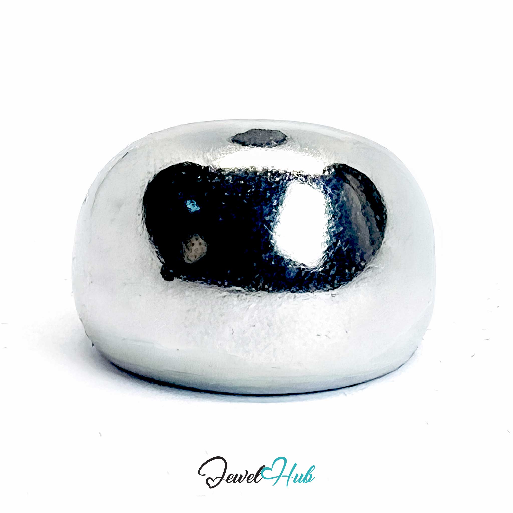 Silver-Plated Dome Ring – Mirror-Finish Sculptural Statement (UK M)