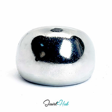 Silver-Plated Dome Ring – Mirror-Finish Sculptural Statement (UK M)