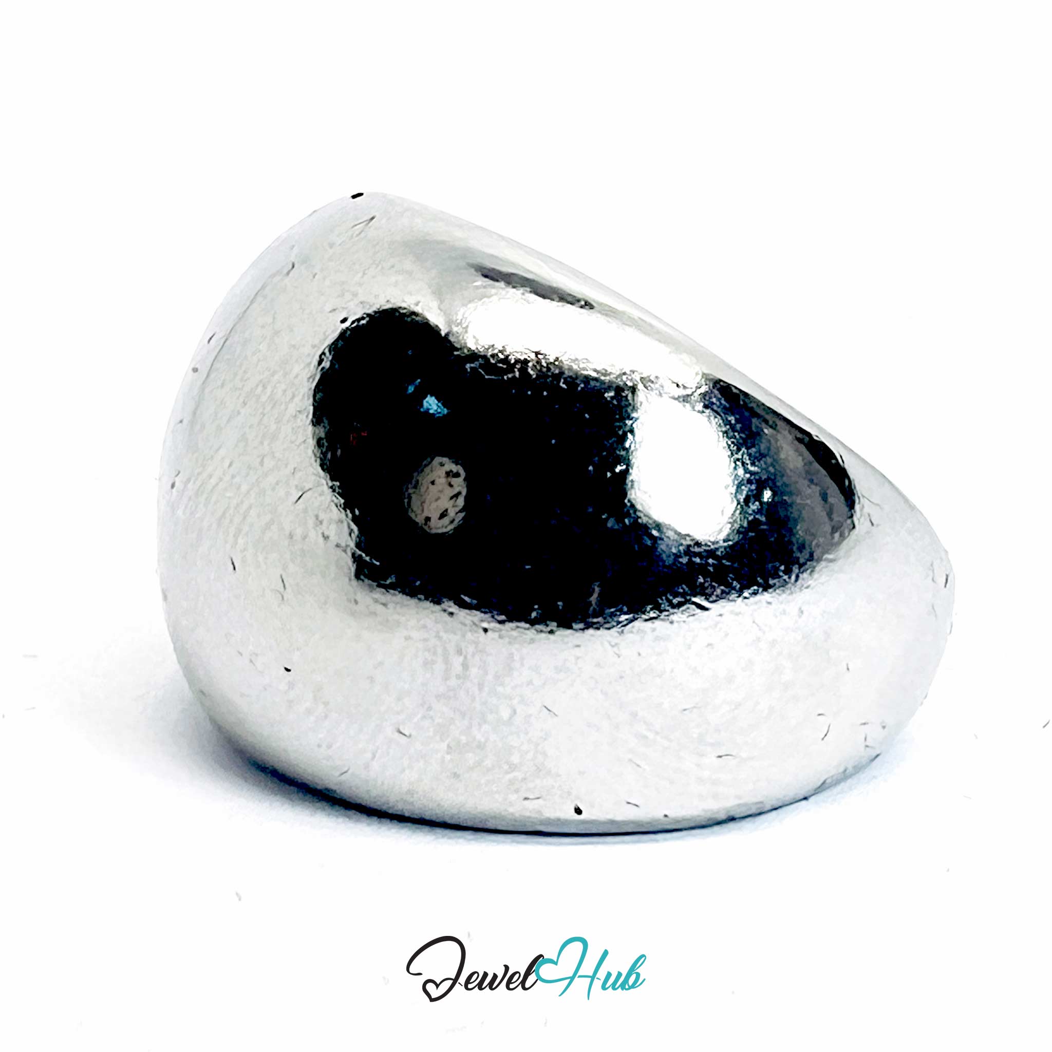 Silver-Plated Dome Ring – Mirror-Finish Sculptural Statement (UK M)