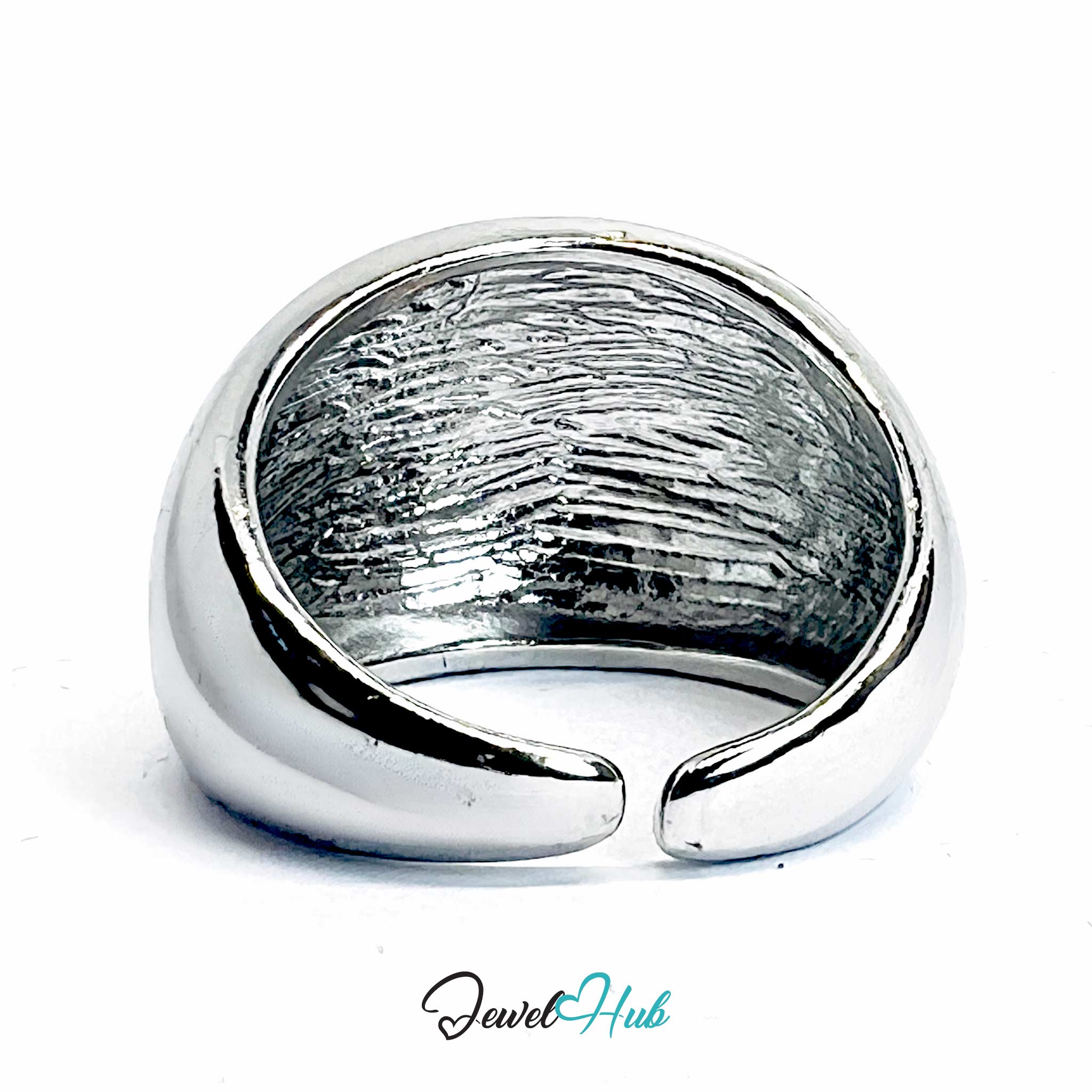 Silver-Plated Dome Ring – Mirror-Finish Sculptural Statement (UK M)