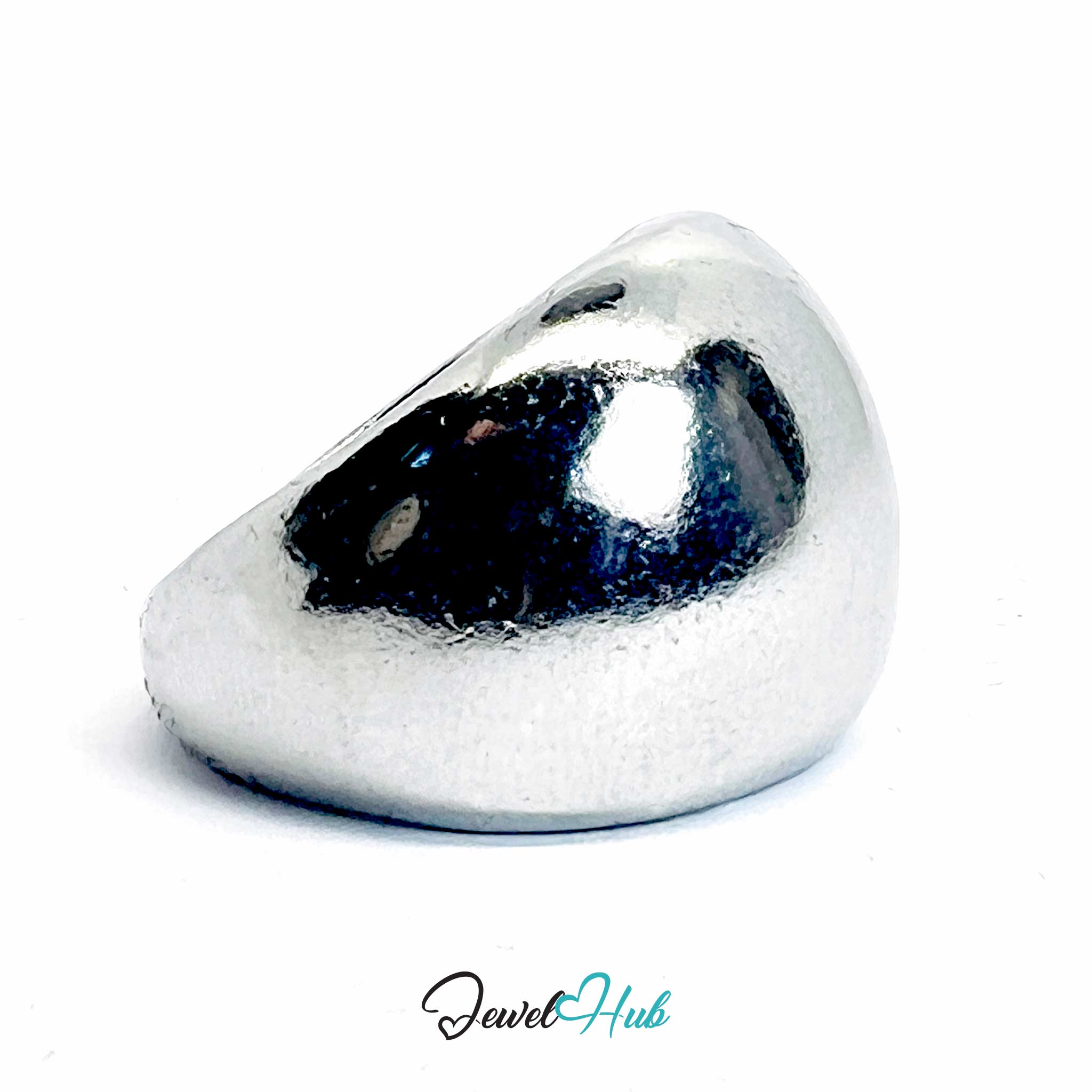 Silver-Plated Dome Ring – Mirror-Finish Sculptural Statement (UK M)