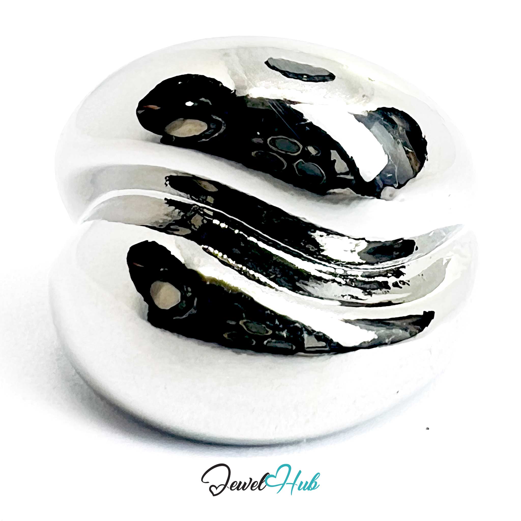 Silver-Plated Sculptural Wave Zinc Alloy Ring – Fluid Contour Statement