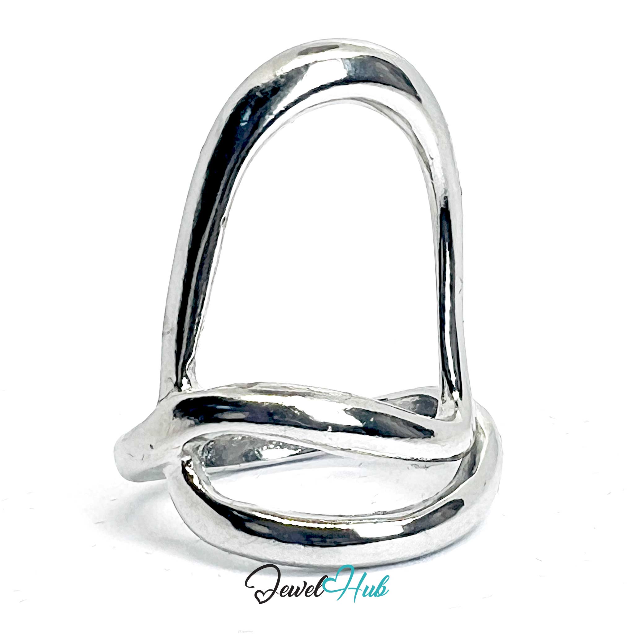 Silver-Plated Abstract Loop Zinc Alloy Ring – Sculptural Modern Statement