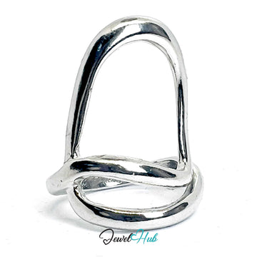 Silver-Plated Abstract Loop Zinc Alloy Ring – Sculptural Modern Statement