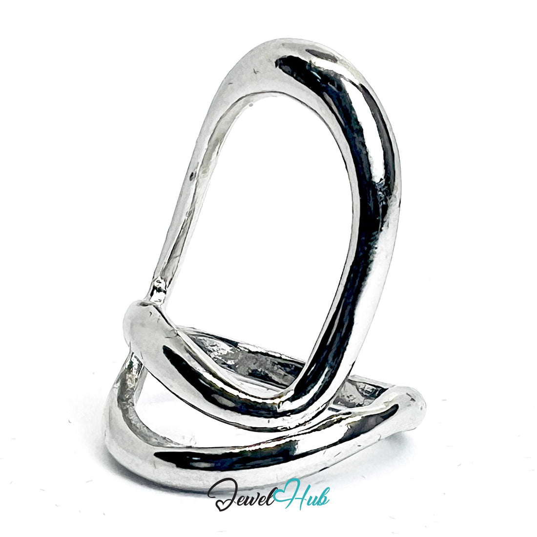 Silver-Plated Abstract Loop Zinc Alloy Ring – Sculptural Modern Statement