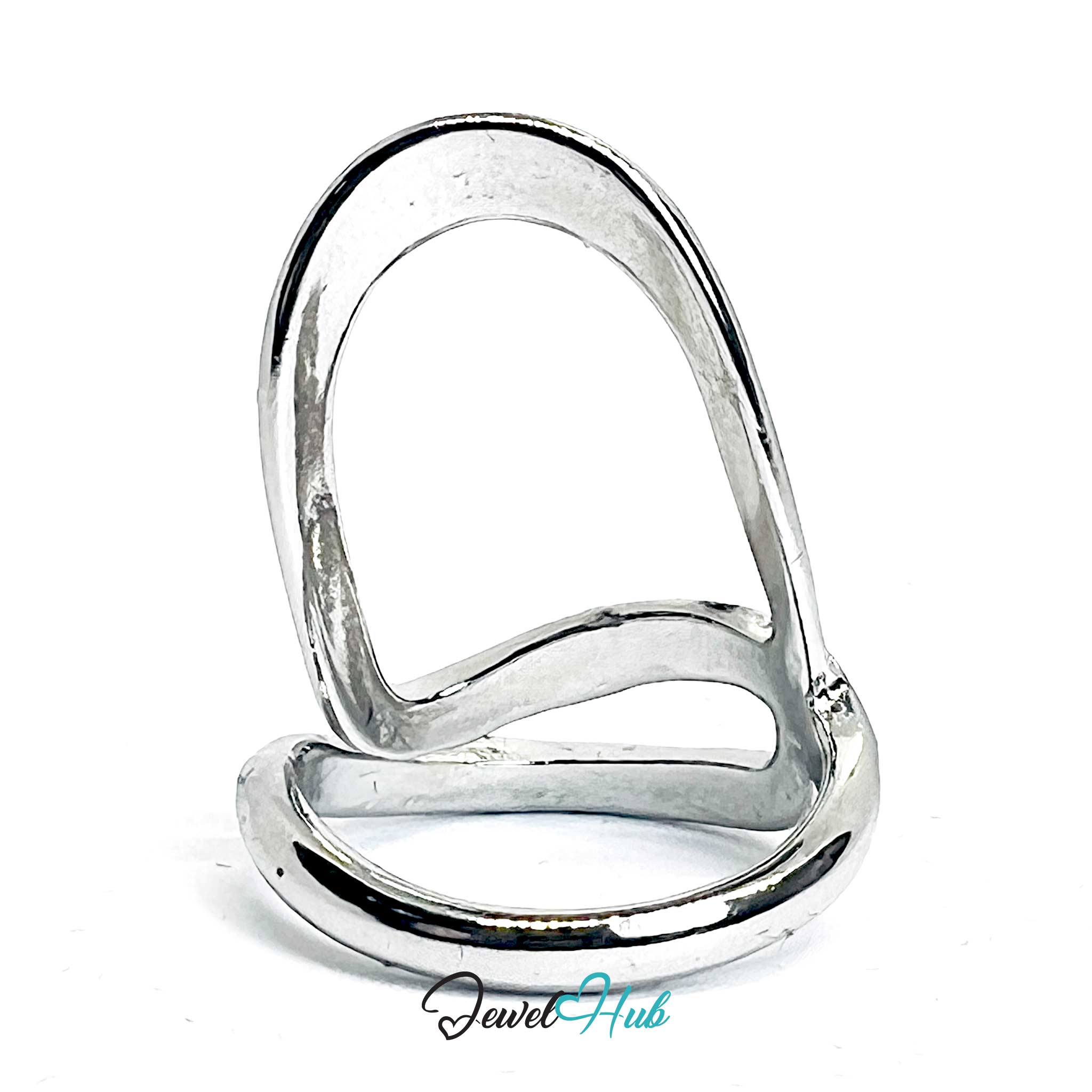 Silver-Plated Abstract Loop Zinc Alloy Ring – Sculptural Modern Statement