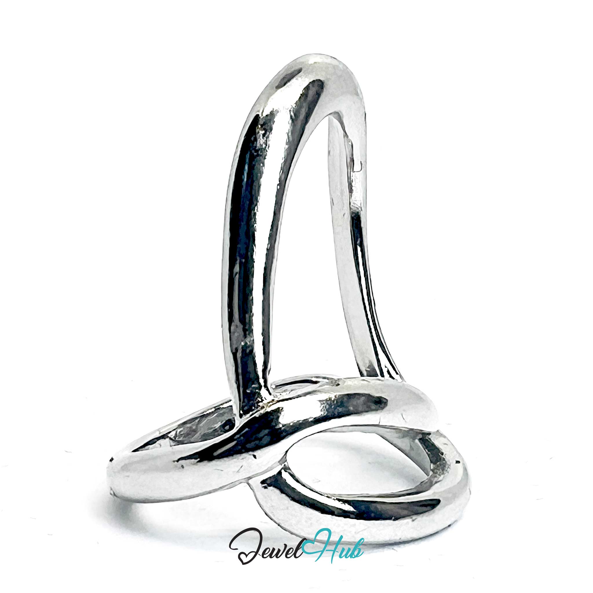 Silver-Plated Abstract Loop Zinc Alloy Ring – Sculptural Modern Statement