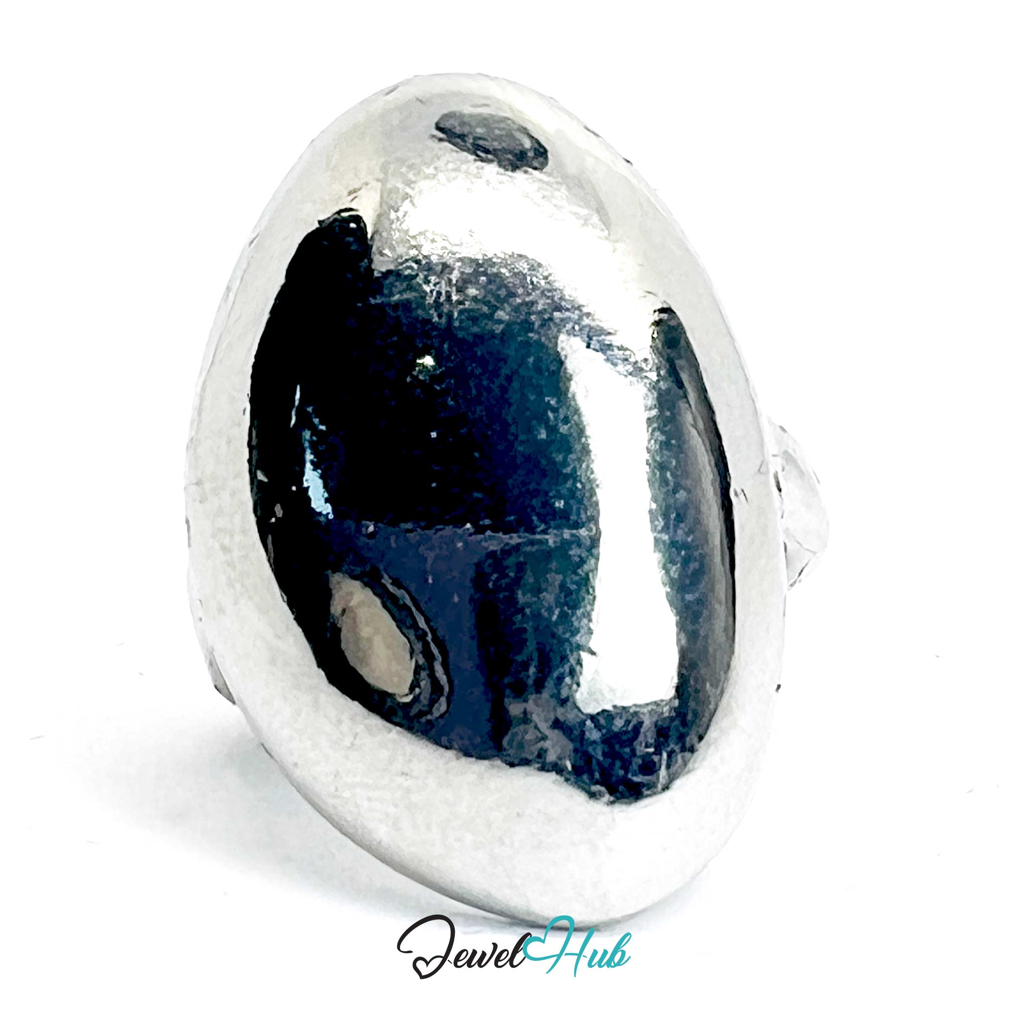 Silver-Plated Dome Zinc Alloy Ring – Modern Mirror-Shine Statement