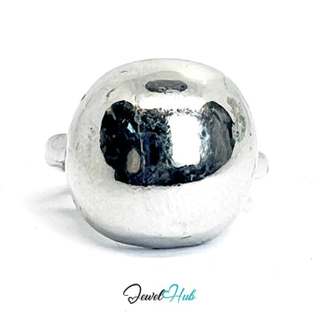 Silver-Plated Dome Zinc Alloy Ring – Mirror-Shine Minimalist Design