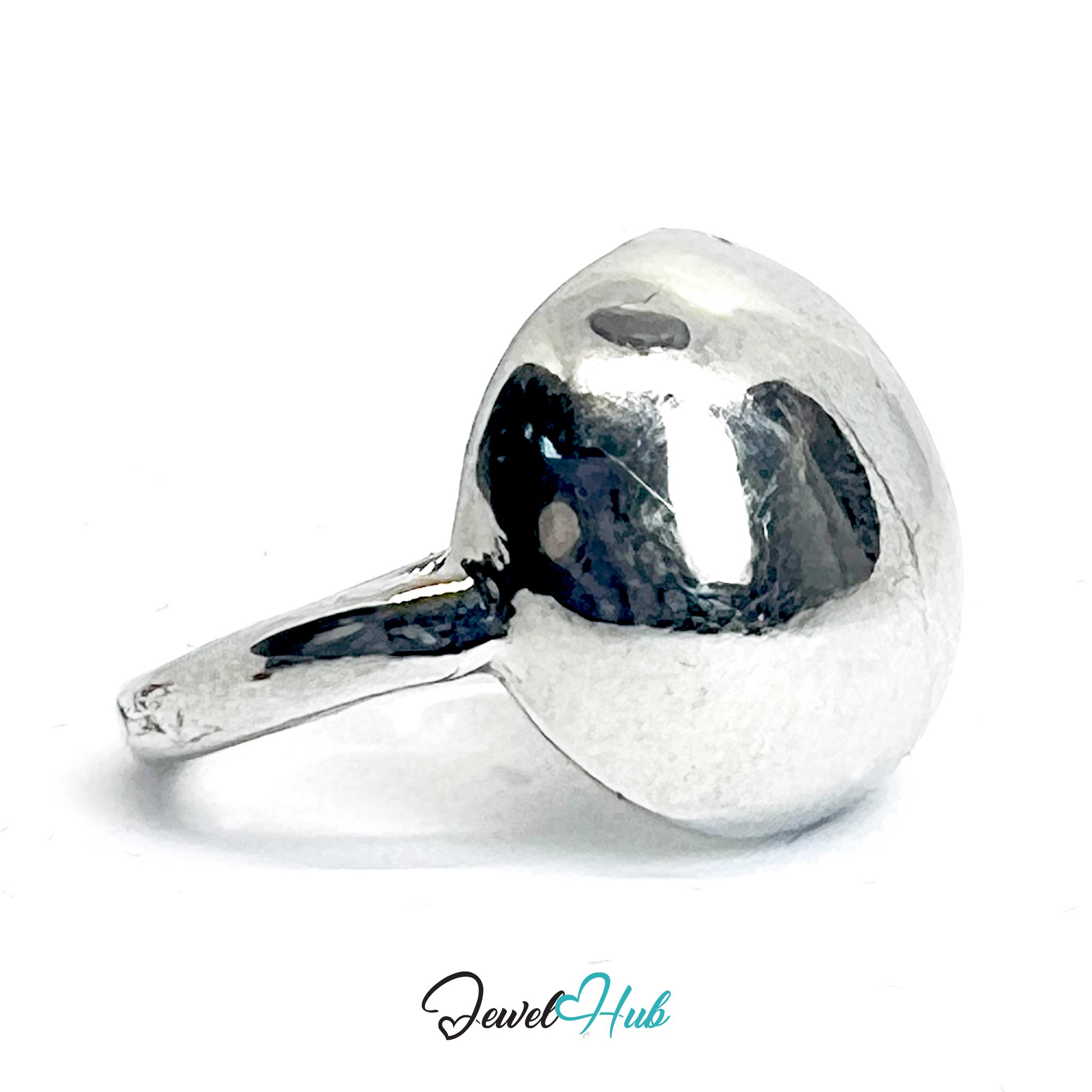 Silver-Plated Dome Zinc Alloy Ring – Mirror-Shine Minimalist Design