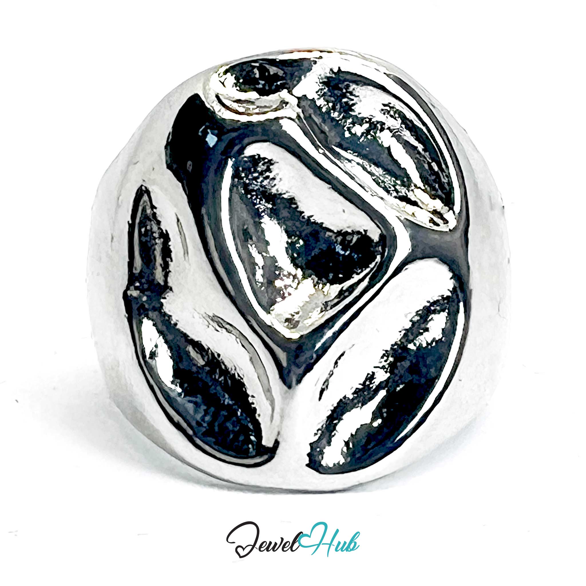 Silver-Plated Abstract Zinc Alloy Ring – Sculptural Statement Design