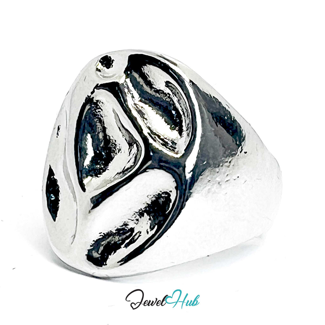 Silver-Plated Abstract Zinc Alloy Ring – Sculptural Statement Design