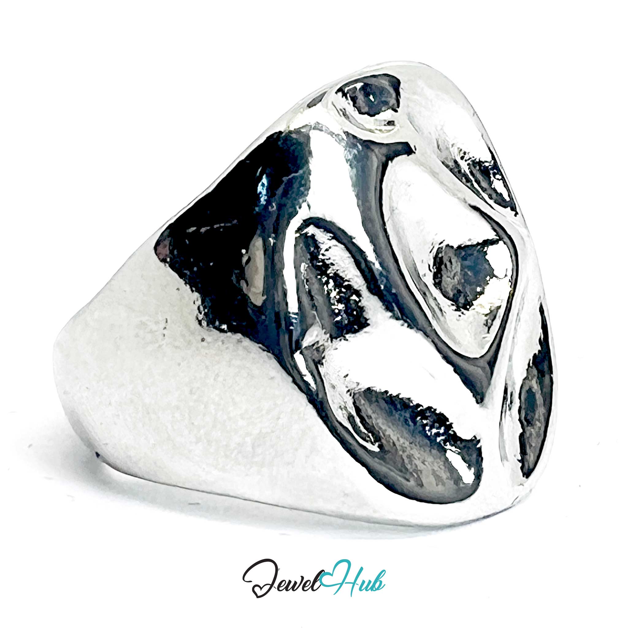 Silver-Plated Abstract Zinc Alloy Ring – Sculptural Statement Design