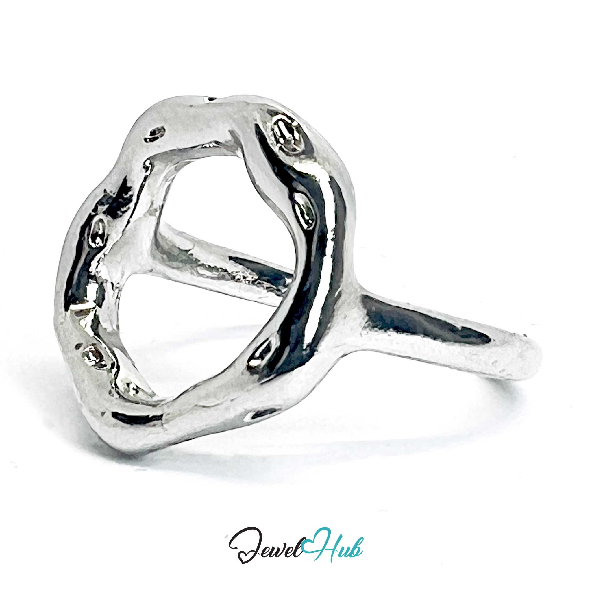 Silver-Plated Organic Circle Zinc Alloy Ring – Sculptural Minimalism