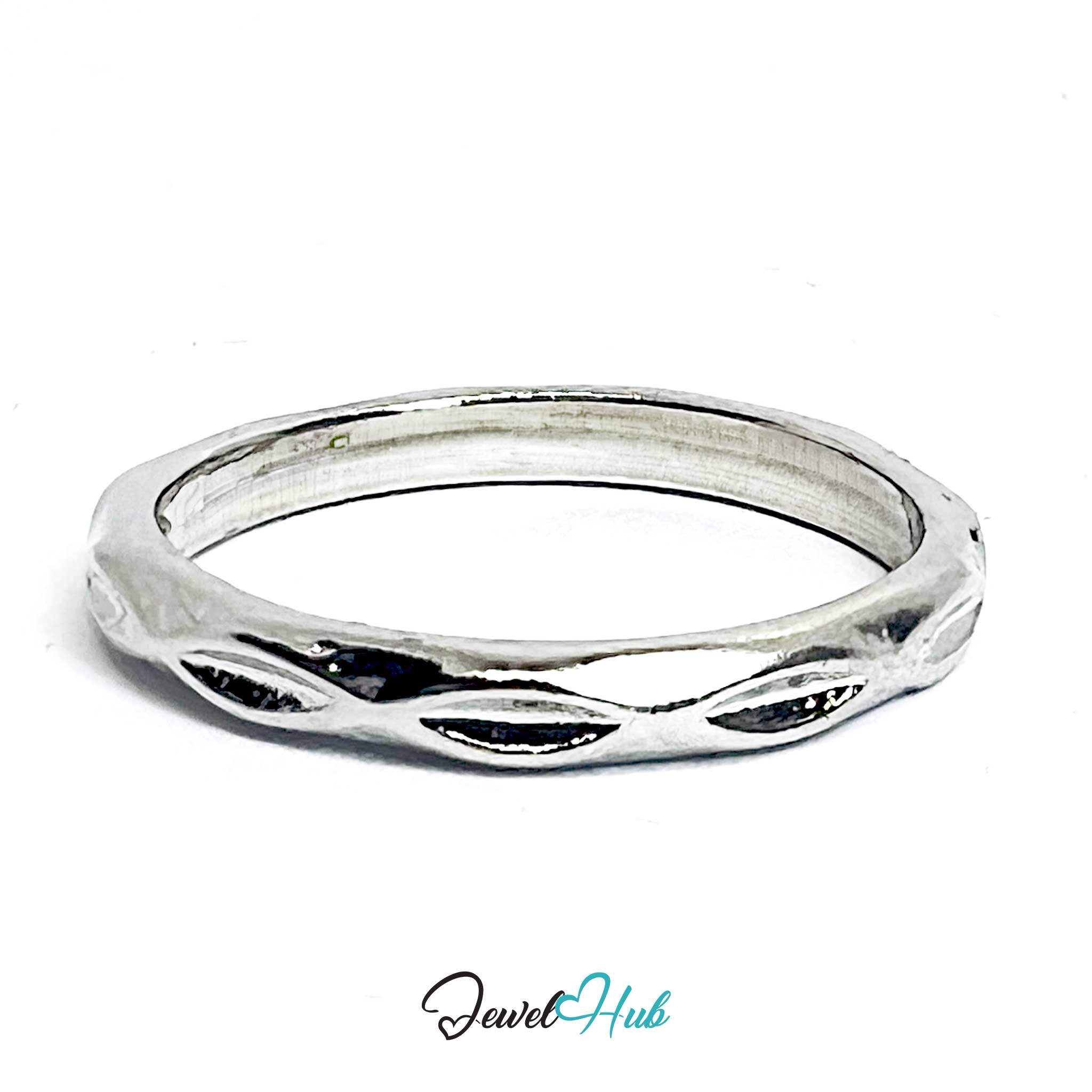 Silver-Tone Wave Cut Zinc Alloy Ring – Minimalist Size K Band