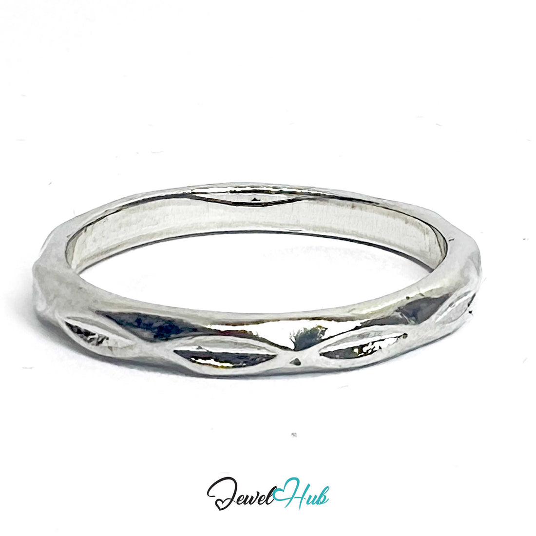 Silver-Tone Wave Cut Zinc Alloy Ring – Minimalist Size K Band