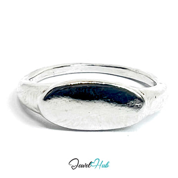 Silver-Plated Zinc Alloy Rectangular Face Ring – Minimalist Modern Classic
