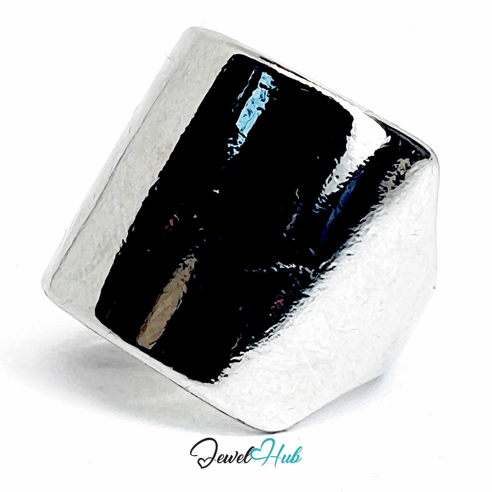 Silver-Plated Zinc Alloy Sculptural Concave Ring – Textured Modern Accent
