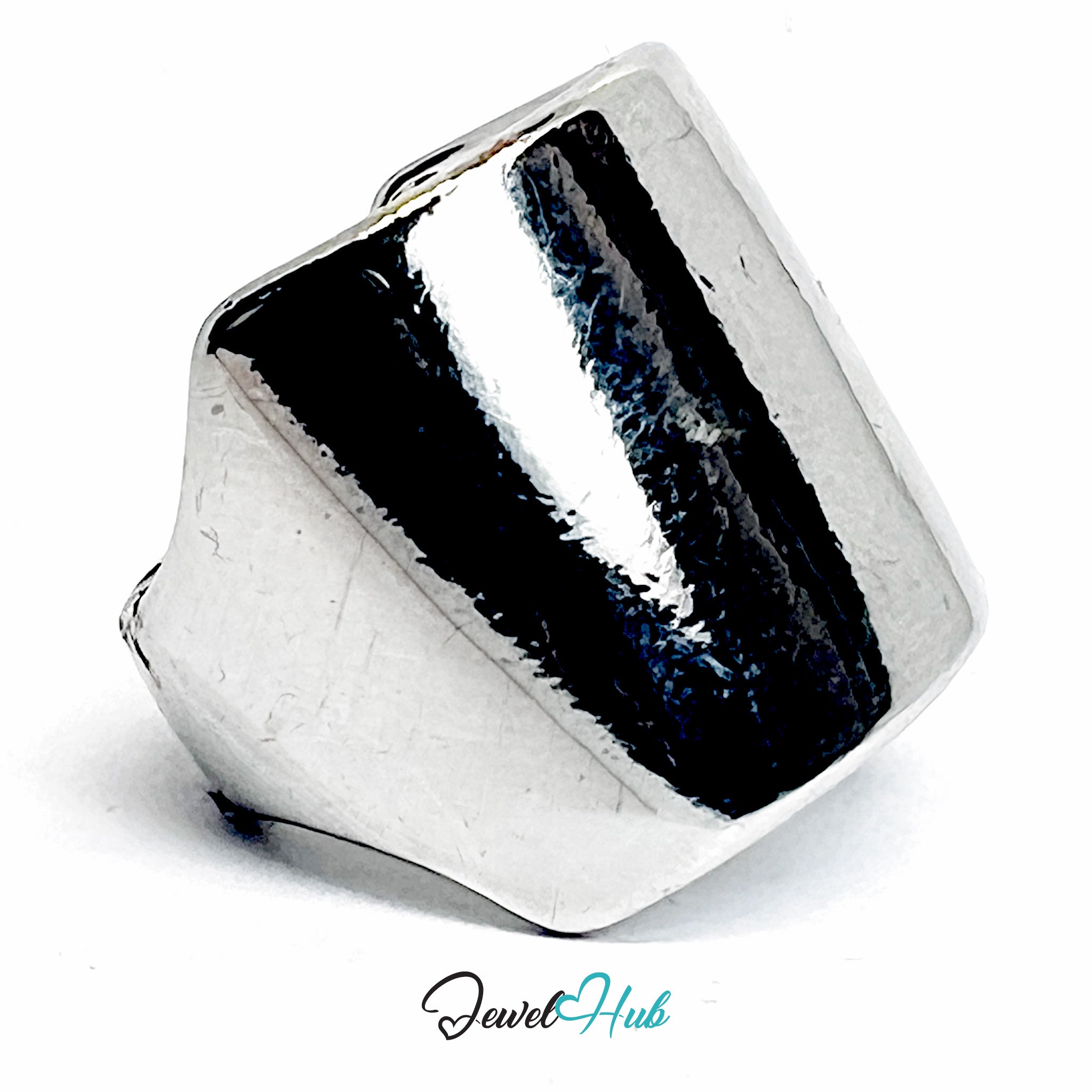 Silver-Plated Zinc Alloy Sculptural Concave Ring – Textured Modern Accent