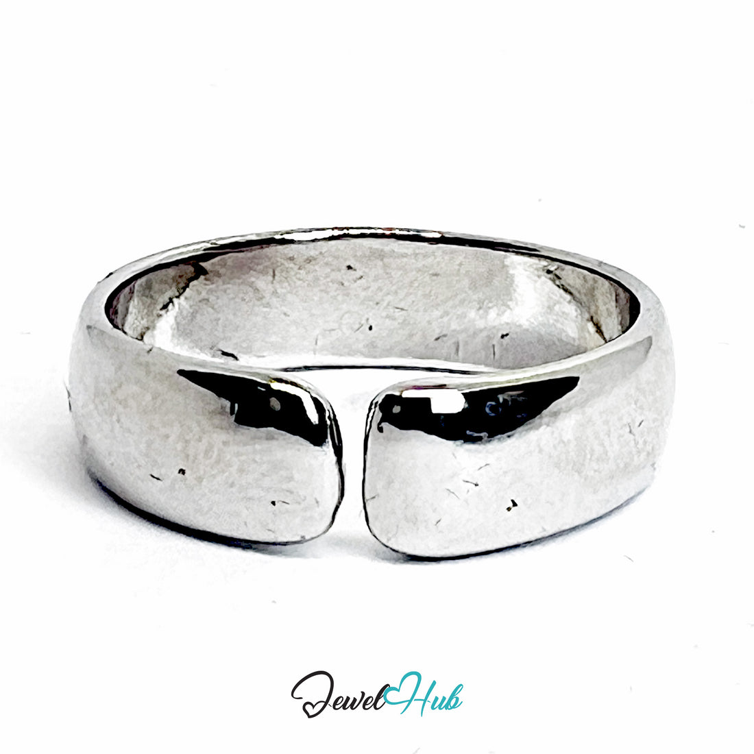 Silver-Plated Zinc Alloy Minimalist Open Ring – Sculptural Polished Accent