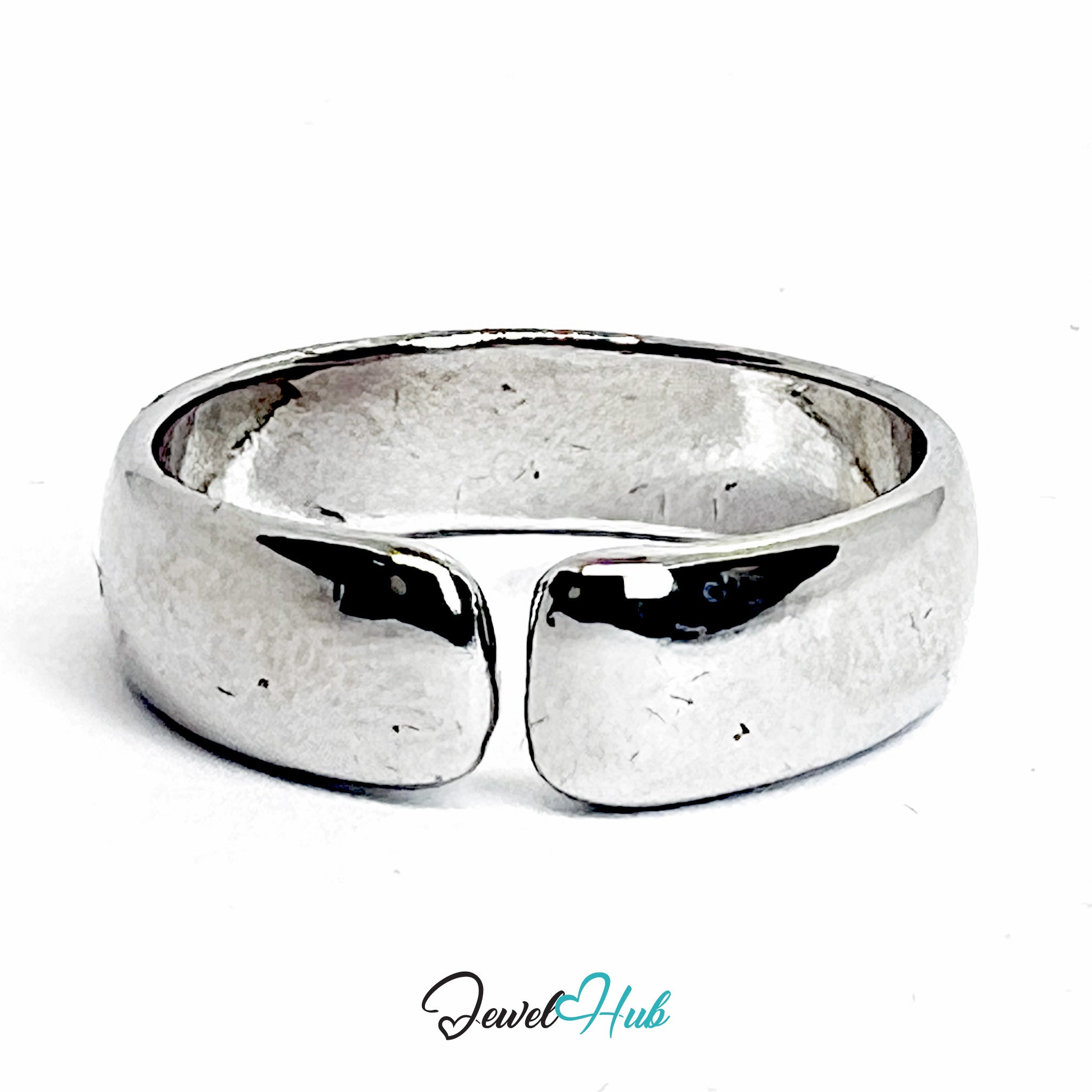 Silver-Plated Zinc Alloy Minimalist Open Ring – Sculptural Polished Accent