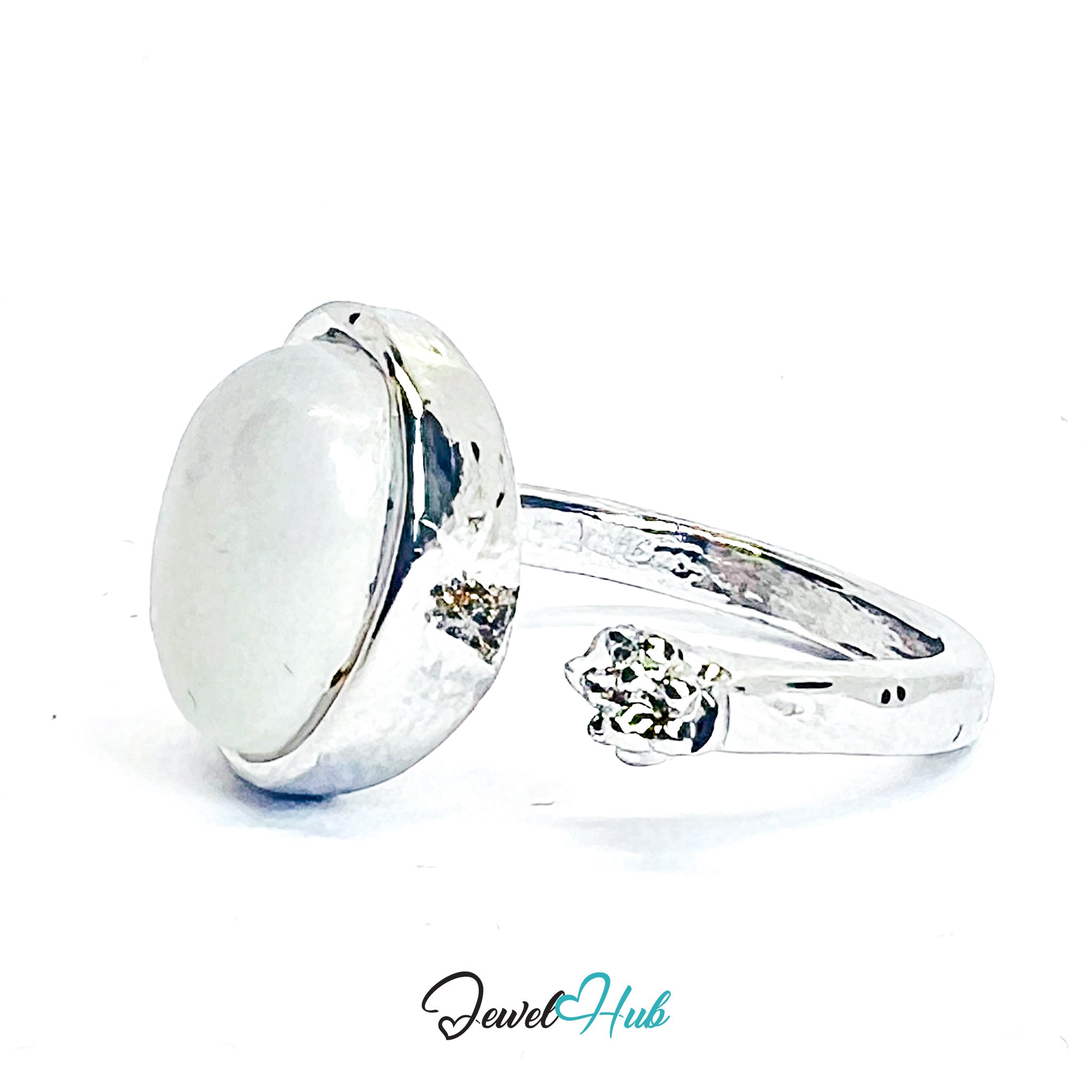 Zinc Alloy Silver‑Plated Moonstone‑Effect Resin Gem Ring – JKL